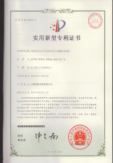 皖南電機專(zhuān)利|高原用高壓異步電機的定子線(xiàn)圈防暈結構